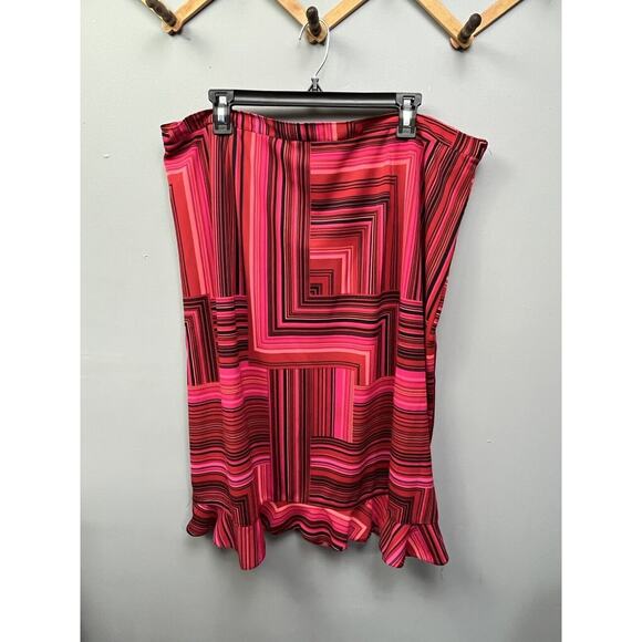 Notations Skirt Womens Plus Size 2X Midi Stretch Y2K Pink/Black Geometric - Picture 3 of 5